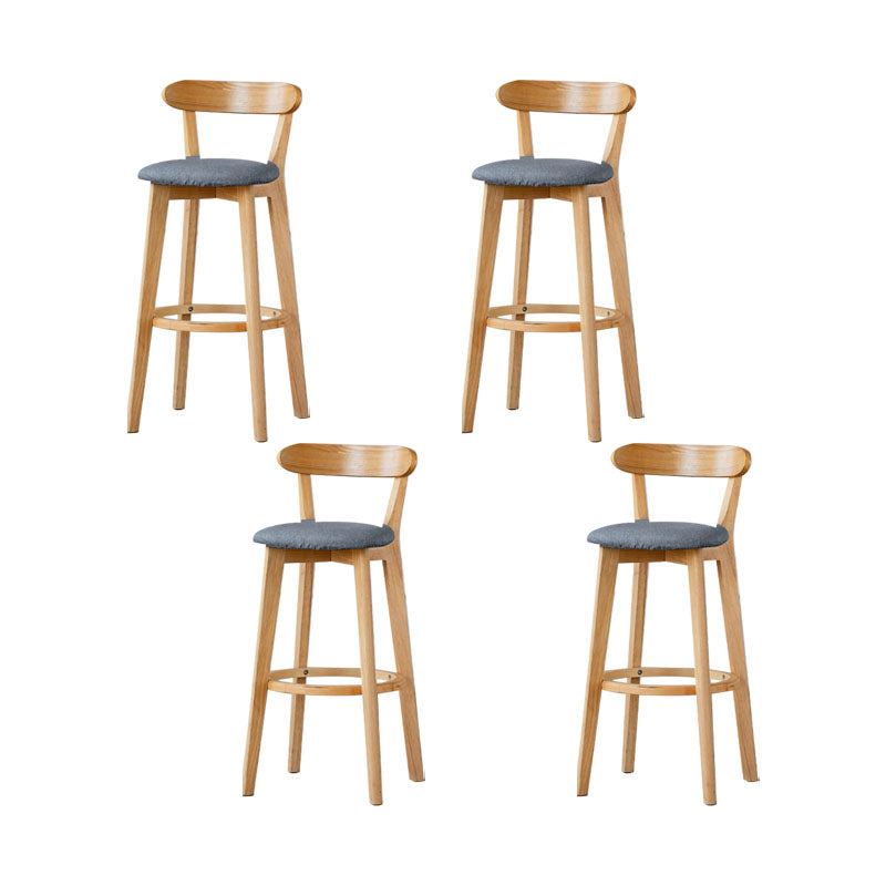 Nordic Solid Wood Bar Stools Upholstered  Indoor Bar Stool with Natural Base