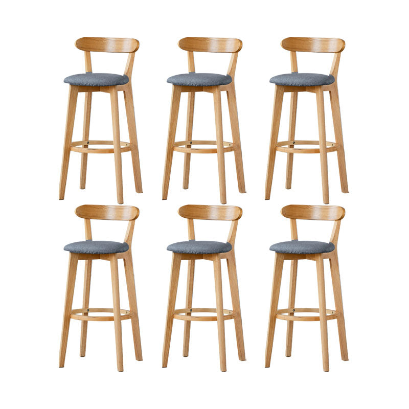 Nordic Solid Wood Bar Stools Upholstered  Indoor Bar Stool with Natural Base