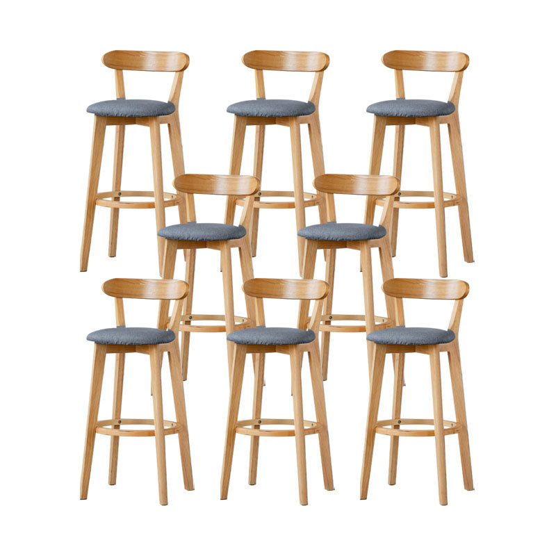 Nordic Solid Wood Bar Stools Upholstered  Indoor Bar Stool with Natural Base
