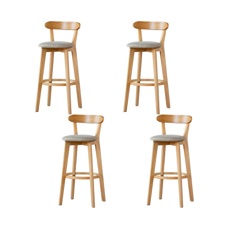 Nordic Solid Wood Bar Stools Upholstered  Indoor Bar Stool with Natural Base