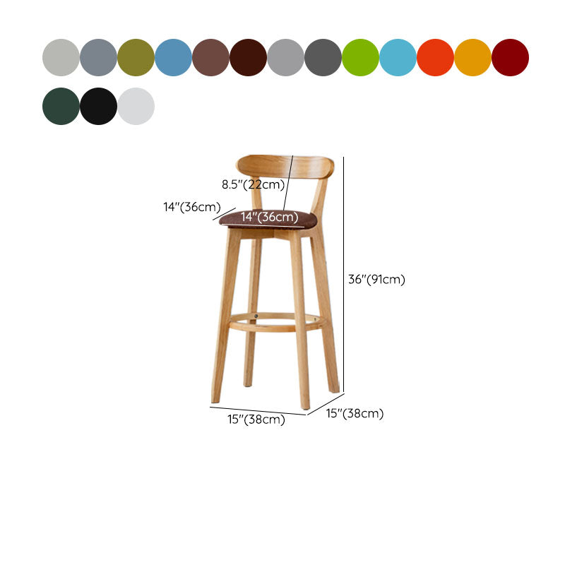 Nordic Solid Wood Bar Stools Upholstered  Indoor Bar Stool with Natural Base