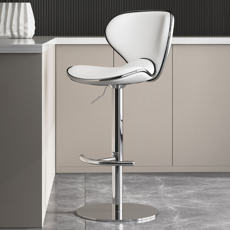 Glam Style Upholstered Bar Stools Swivel Adjustable Height Bar Stool with Chrome Base