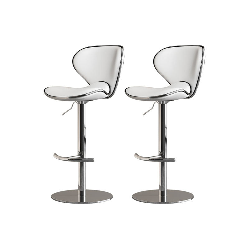Glam Style Upholstered Bar Stools Swivel Adjustable Height Bar Stool with Chrome Base