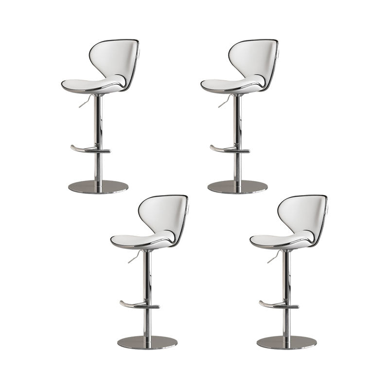 Glam Style Upholstered Bar Stools Swivel Adjustable Height Bar Stool with Chrome Base