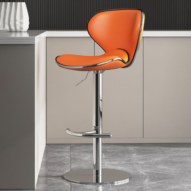 Glam Style Upholstered Bar Stools Swivel Adjustable Height Bar Stool with Chrome Base