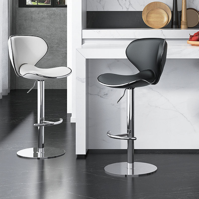 Glam Style Upholstered Bar Stools Swivel Adjustable Height Bar Stool with Chrome Base