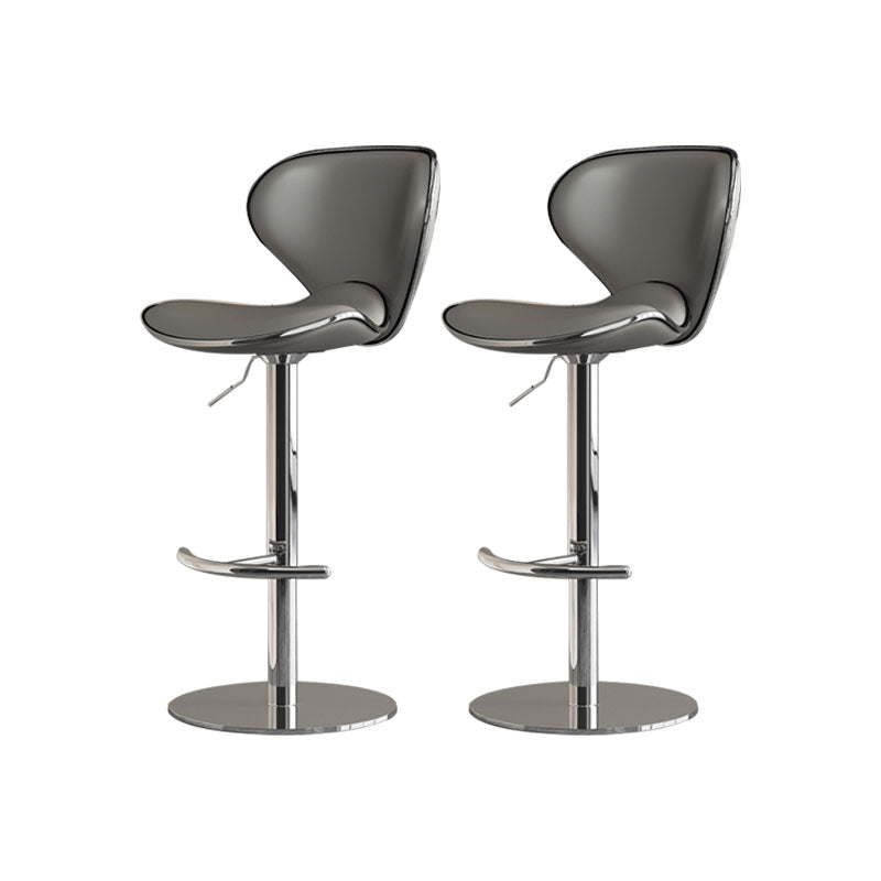 Glam Style Upholstered Bar Stools Swivel Adjustable Height Bar Stool with Chrome Base