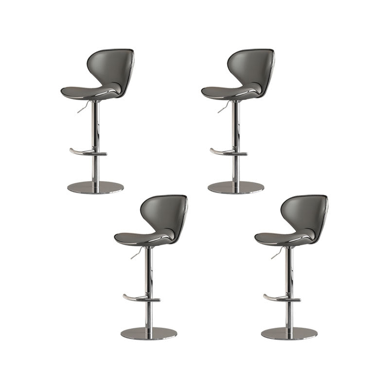 Glam Style Upholstered Bar Stools Swivel Adjustable Height Bar Stool with Chrome Base