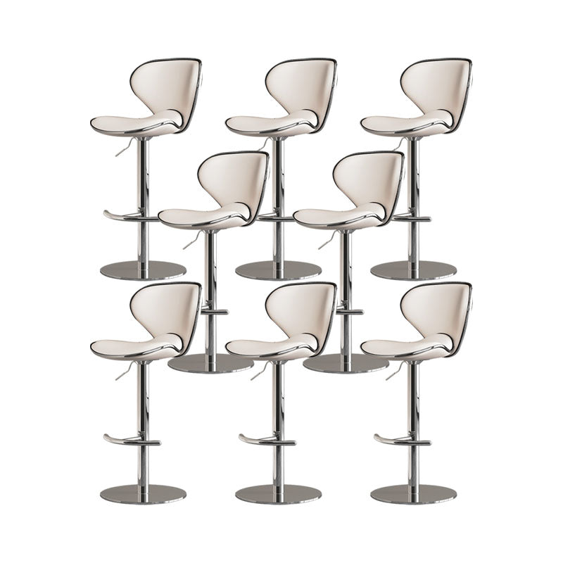 Glam Style Upholstered Bar Stools Swivel Adjustable Height Bar Stool with Chrome Base