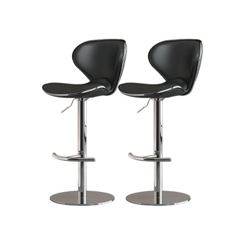 Glam Style Upholstered Bar Stools Swivel Adjustable Height Bar Stool with Chrome Base