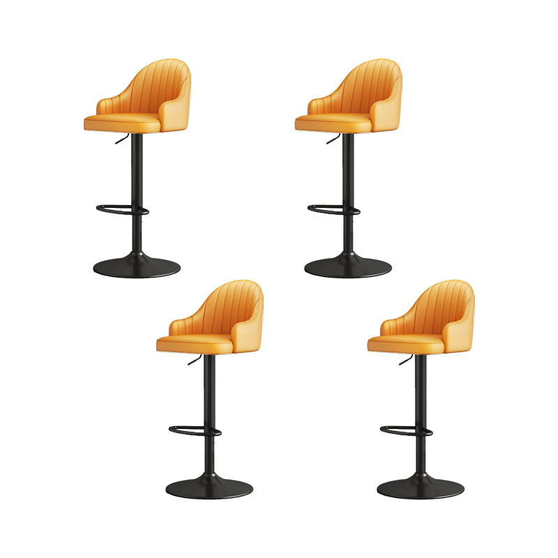 Glam Style Faux Leather Bar Stools Swivel Adjustable Height Bar Stool