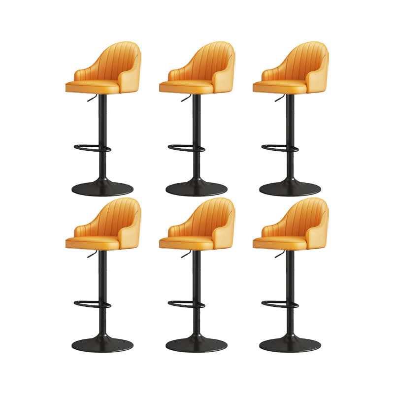 Glam Style Faux Leather Bar Stools Swivel Adjustable Height Bar Stool