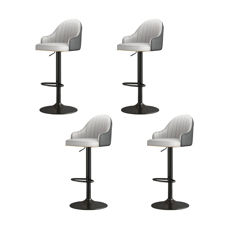 Glam Style Faux Leather Bar Stools Swivel Adjustable Height Bar Stool