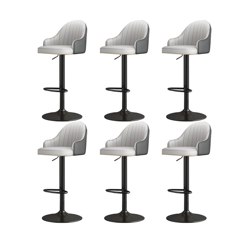 Glam Style Faux Leather Bar Stools Swivel Adjustable Height Bar Stool