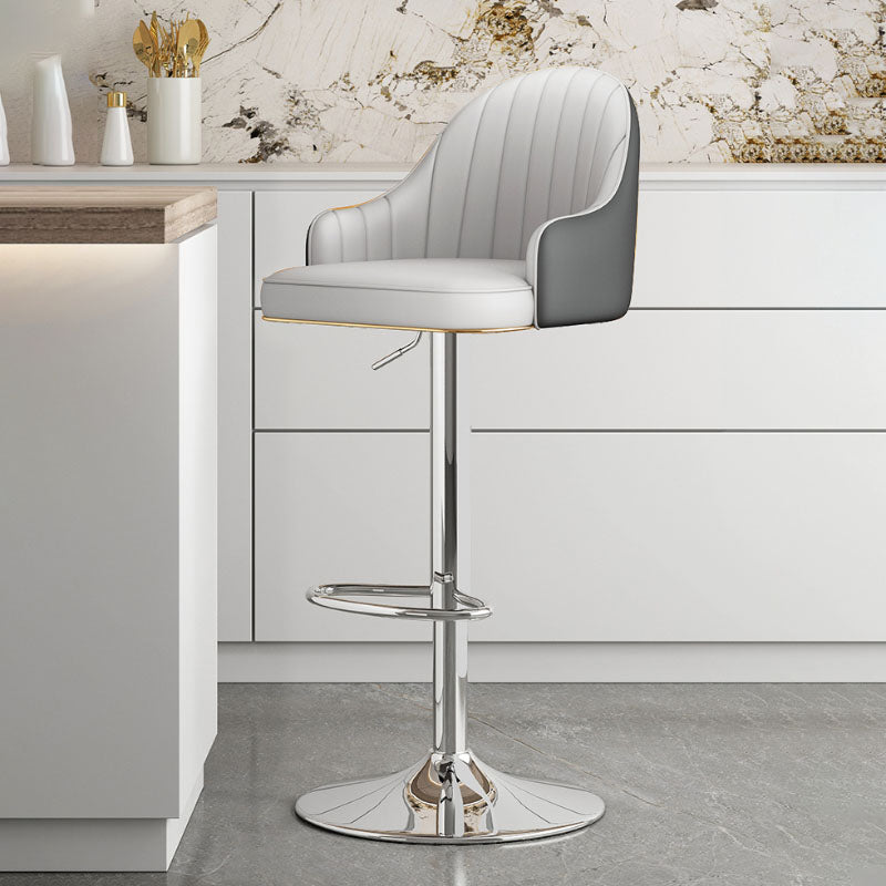 Glam Style Faux Leather Bar Stools Swivel Adjustable Height Bar Stool
