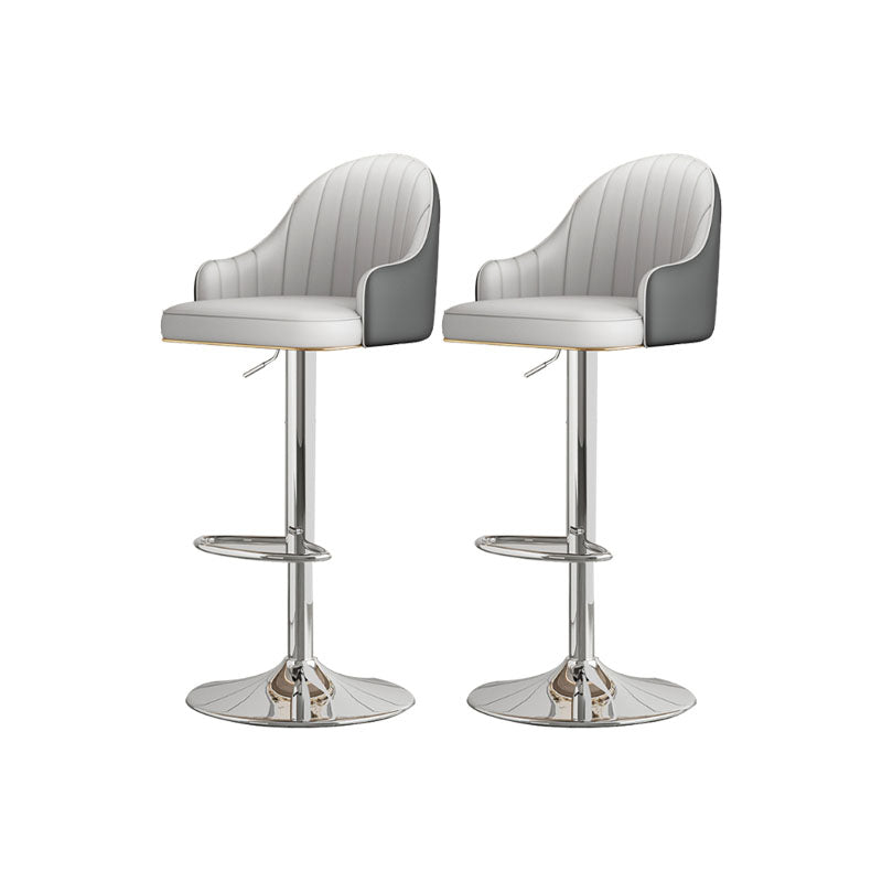 Glam Style Faux Leather Bar Stools Swivel Adjustable Height Bar Stool