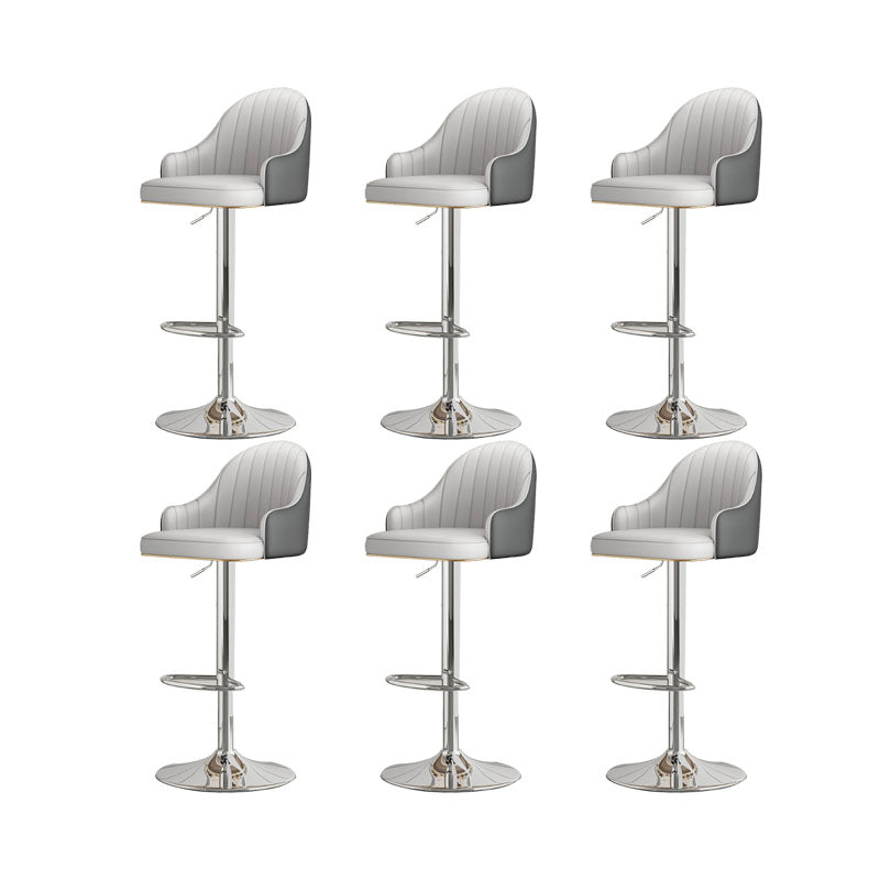 Glam Style Faux Leather Bar Stools Swivel Adjustable Height Bar Stool