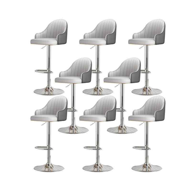 Glam Style Faux Leather Bar Stools Swivel Adjustable Height Bar Stool