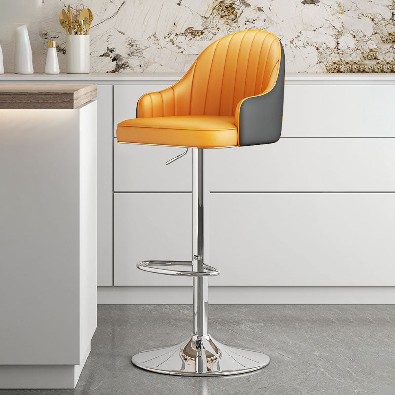 Glam Style Faux Leather Bar Stools Swivel Adjustable Height Bar Stool