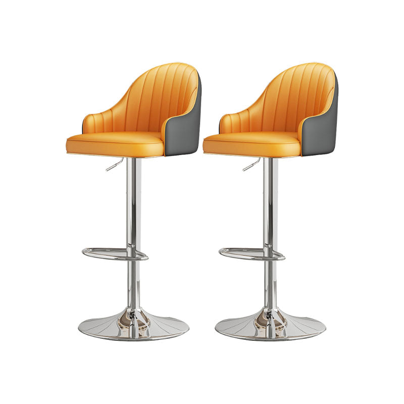 Glam Style Faux Leather Bar Stools Swivel Adjustable Height Bar Stool