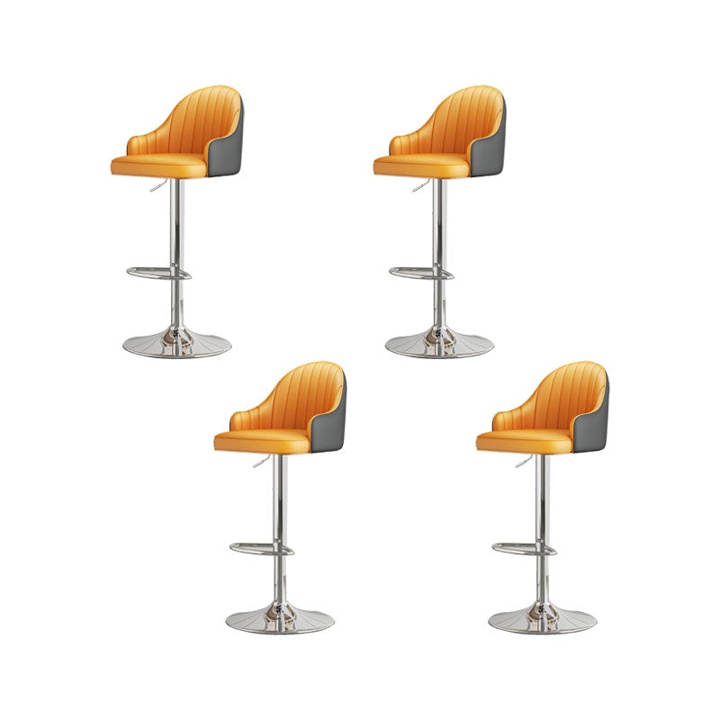 Glam Style Faux Leather Bar Stools Swivel Adjustable Height Bar Stool