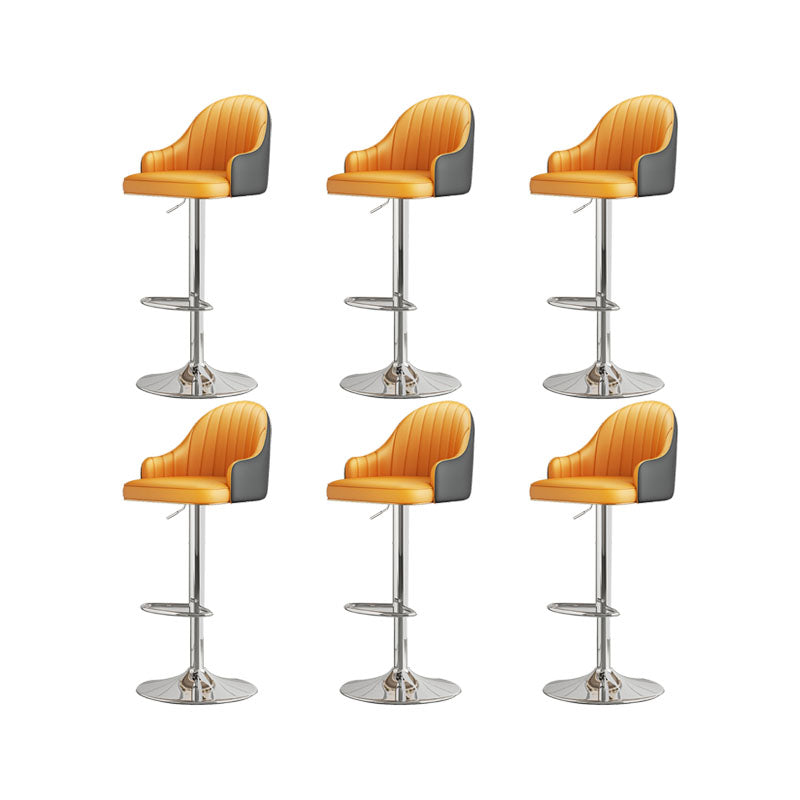 Glam Style Faux Leather Bar Stools Swivel Adjustable Height Bar Stool