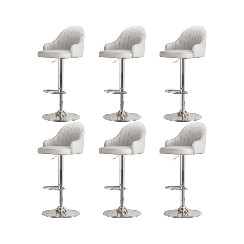 Glam Style Faux Leather Bar Stools Swivel Adjustable Height Bar Stool