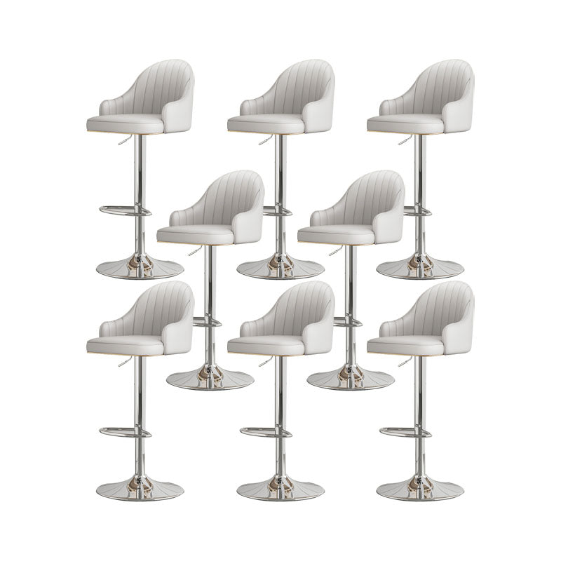 Glam Style Faux Leather Bar Stools Swivel Adjustable Height Bar Stool