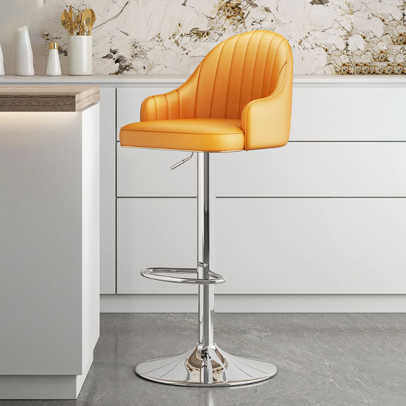 Glam Style Faux Leather Bar Stools Swivel Adjustable Height Bar Stool