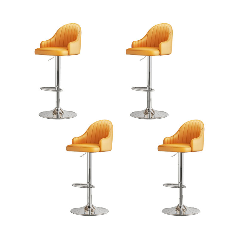 Glam Style Faux Leather Bar Stools Swivel Adjustable Height Bar Stool