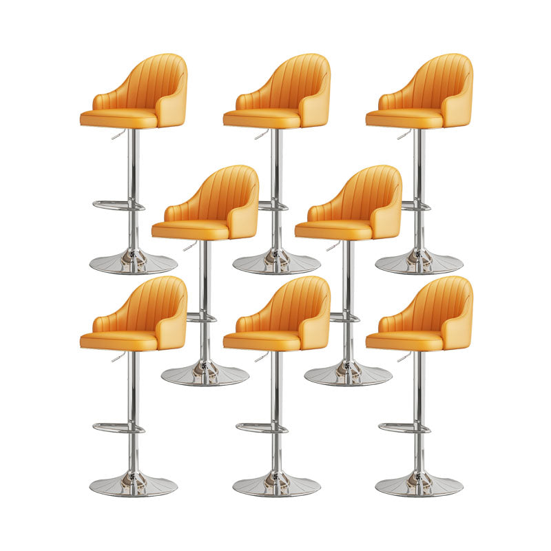 Glam Style Faux Leather Bar Stools Swivel Adjustable Height Bar Stool