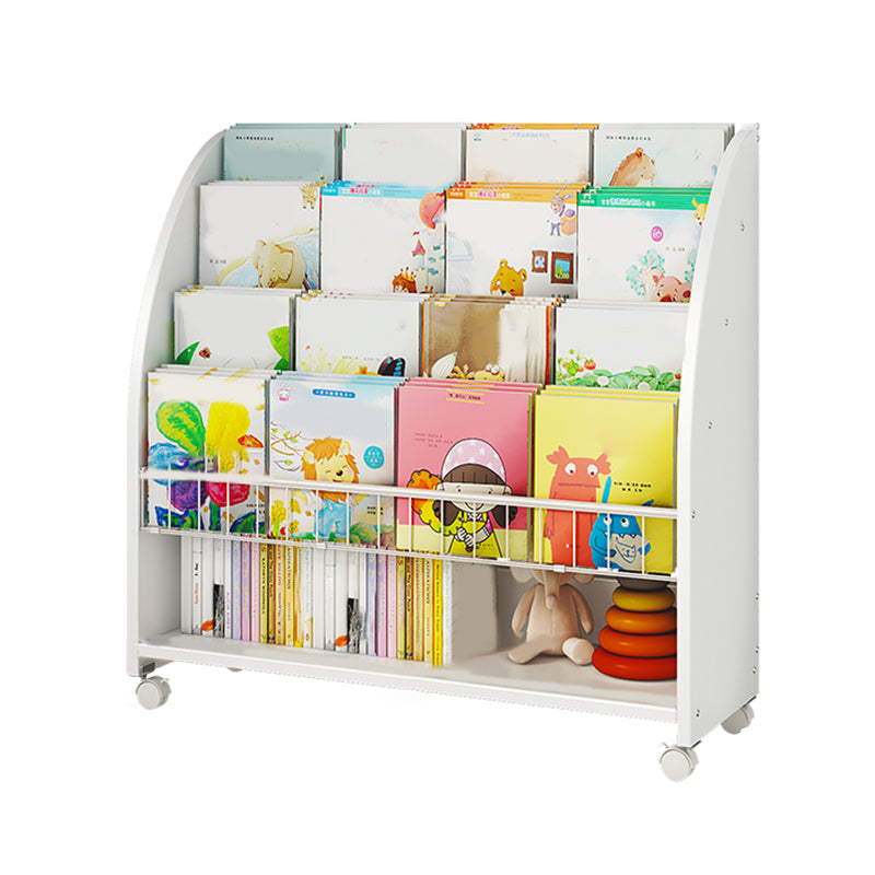 Modern Standard Bookcase Freestanding Standard Kids Bookcase with 4 Wheels
