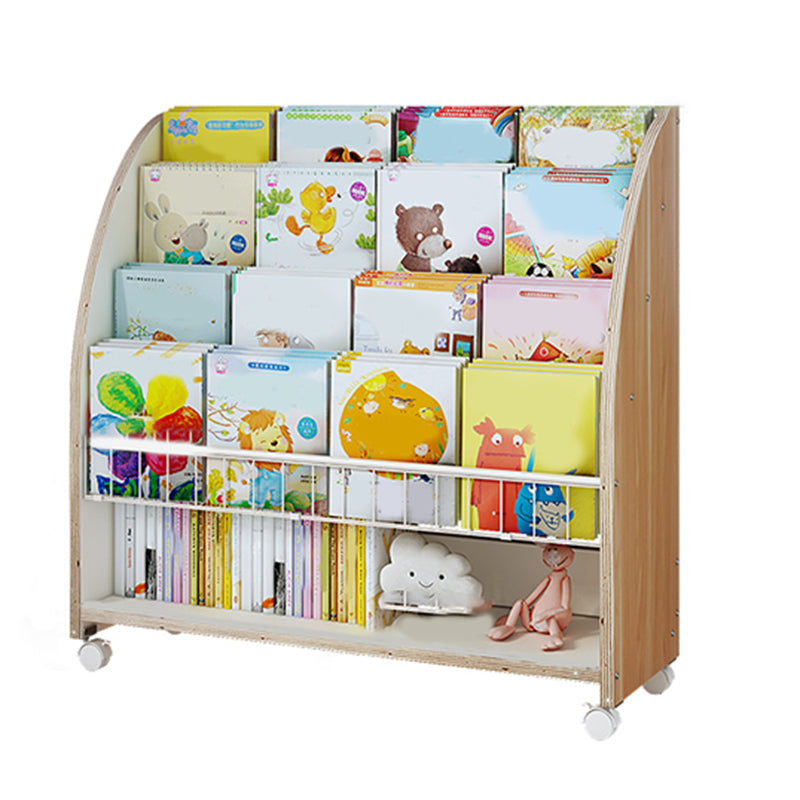 Modern Standard Bookcase Freestanding Standard Kids Bookcase with 4 Wheels