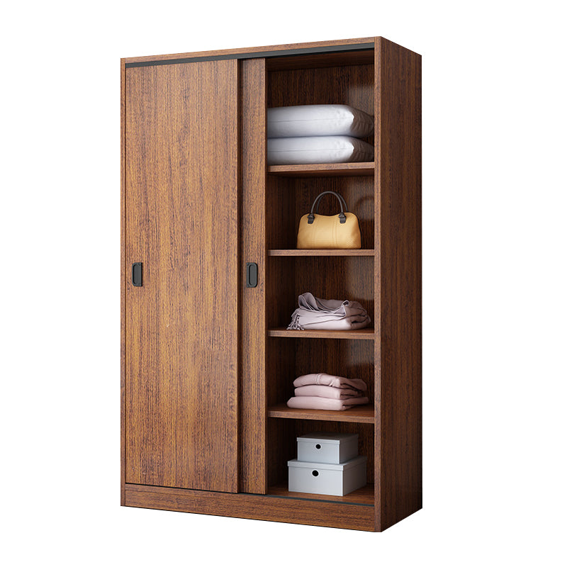 Solid Wood Frame Wardrobe Freestanding Wardrobe with Sliding Doors