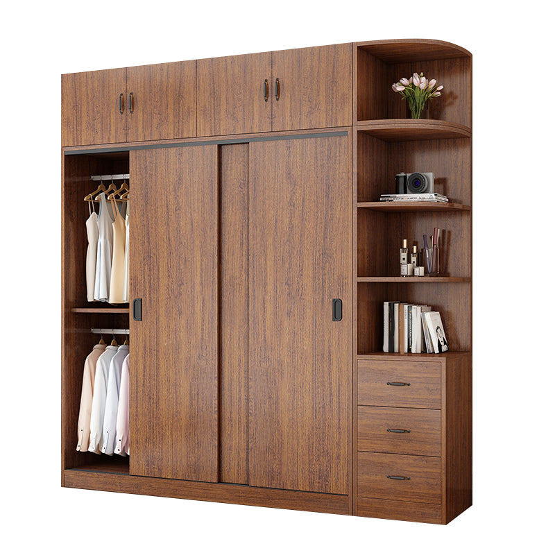 Solid Wood Frame Wardrobe Freestanding Wardrobe with Sliding Doors