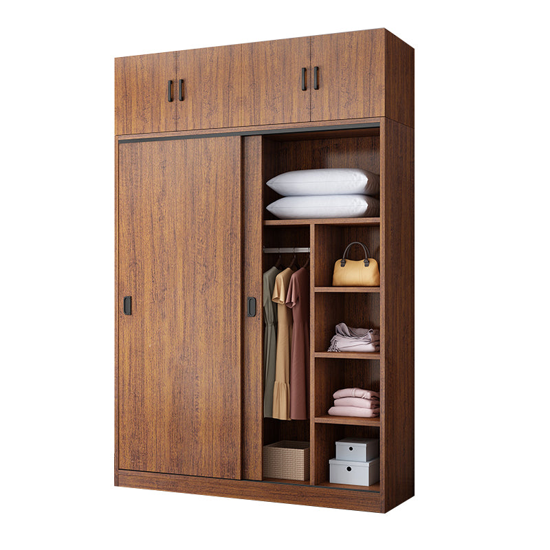 Solid Wood Frame Wardrobe Freestanding Wardrobe with Sliding Doors
