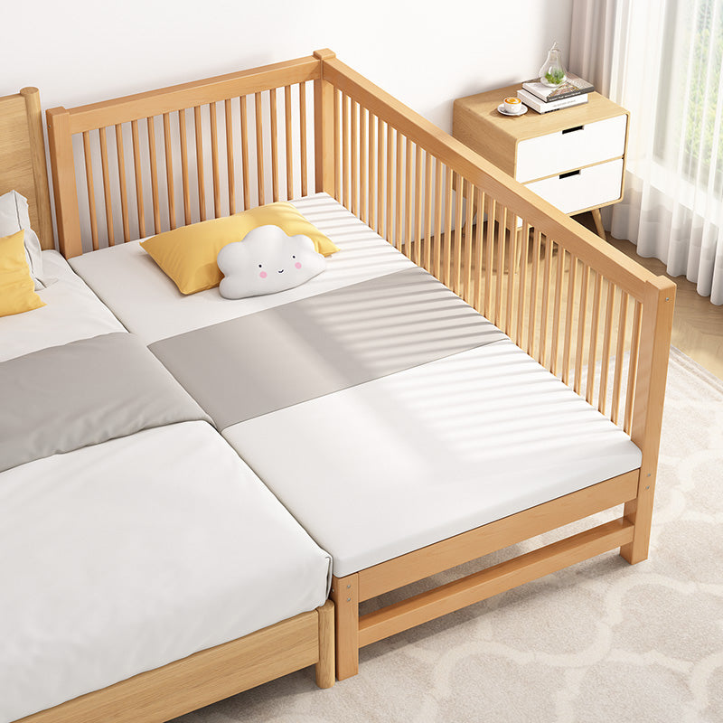 Convertible Nursery Crib Farmhouse Solid Wood Crib with Guardrail