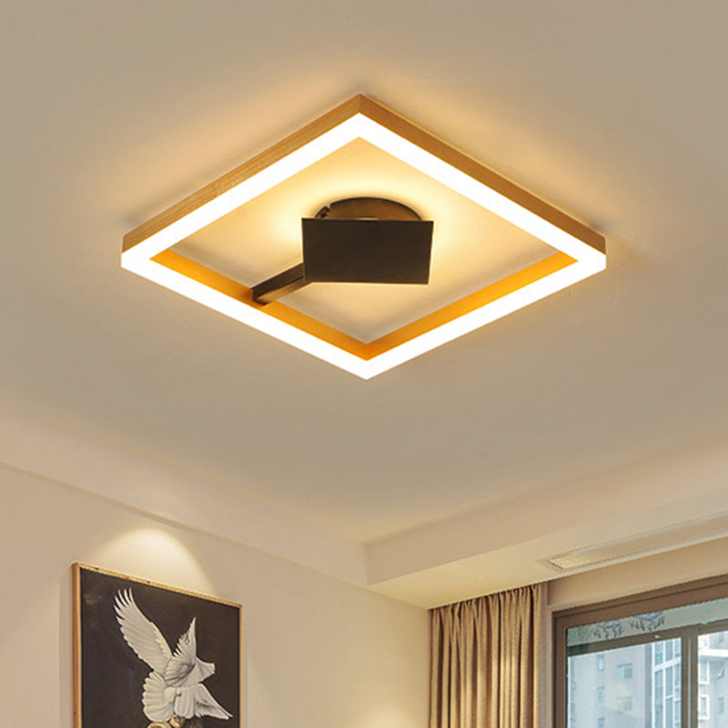 Moderne 16"/23,5" W LED-Deckenleuchte mit metallischem Unterputzrahmen und goldenem quadratischem Rahmen für Schlafzimmer