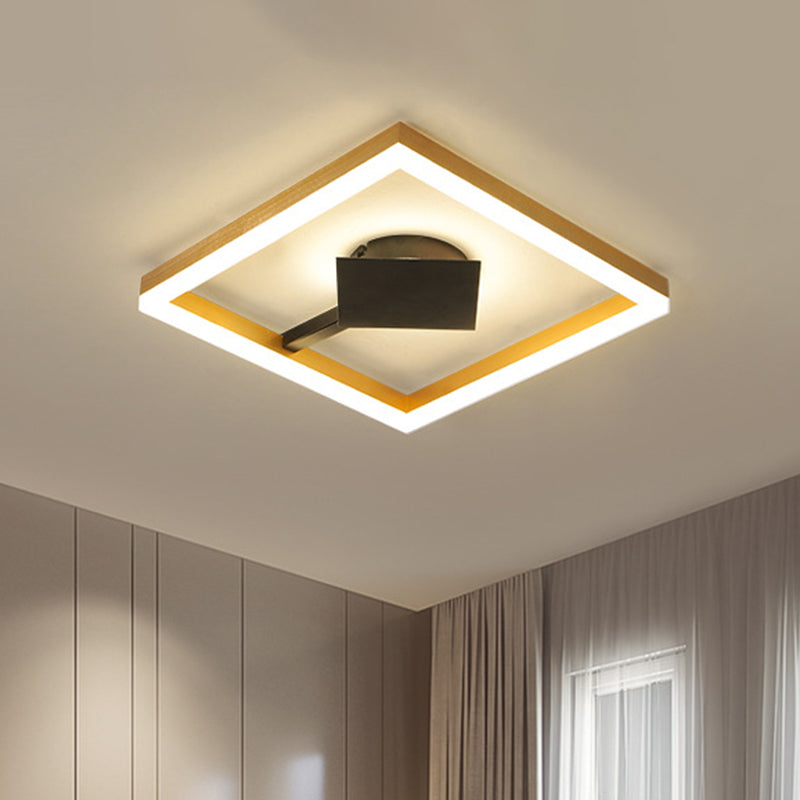 Gold Square Frame Flush Mount Modernism 16"/23.5" W LED Metallic Flush Ceiling Light Fixture for Bedroom