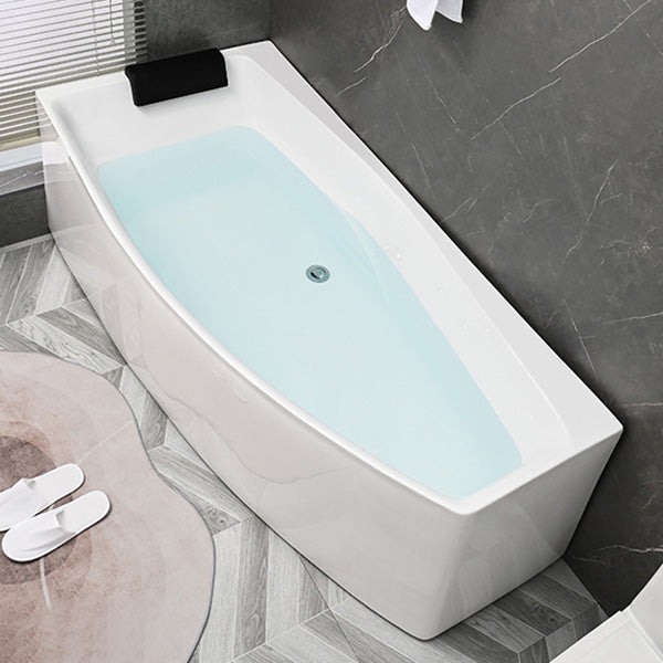 Modern Corner Acrylic Bathtub Soaking White Back to Wall Bath