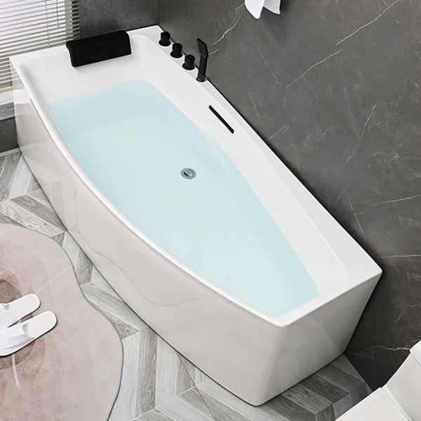 Modern Corner Acrylic Bathtub Soaking White Back to Wall Bath