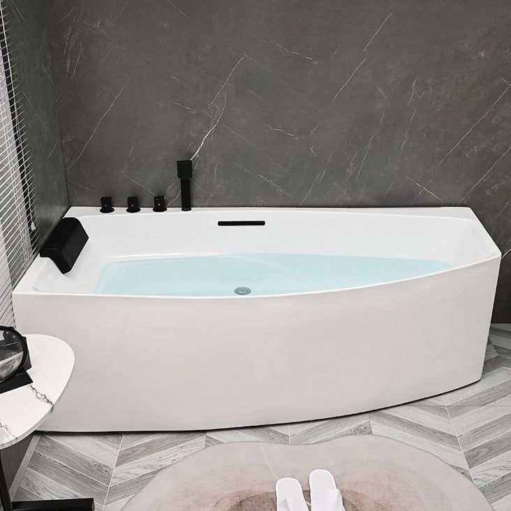 Modern Corner Acrylic Bathtub Soaking White Back to Wall Bath