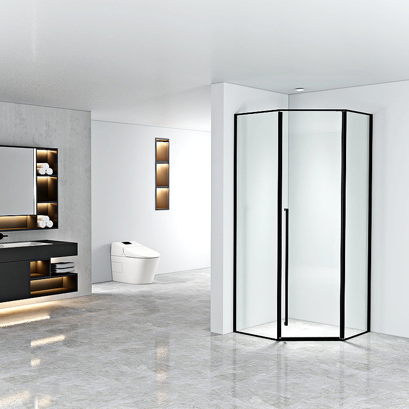 Black Neo-Angle Shower Enclosure Clear Tempered Glass Shower Enclosure