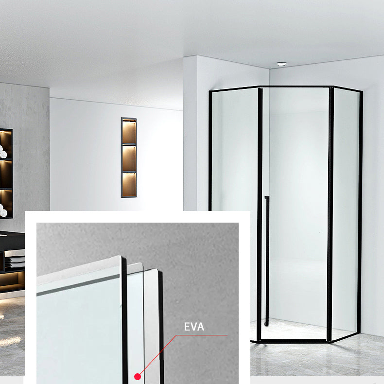 Black Neo-Angle Shower Enclosure Clear Tempered Glass Shower Enclosure