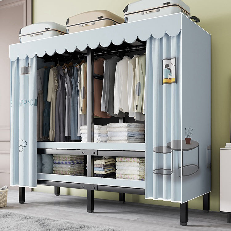Metal Frame Freestanding Wardrobe Foldable Wardrobe with Garment Rod