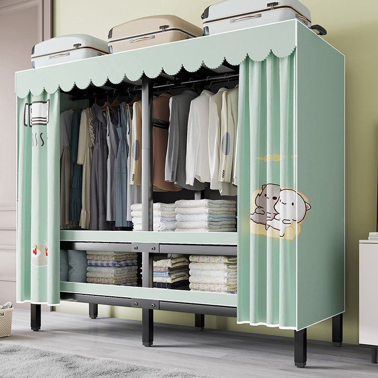 Metal Frame Freestanding Wardrobe Foldable Wardrobe with Garment Rod