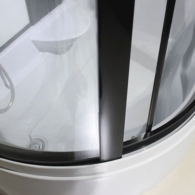 Round Tempered Glass Shower Enclosure with Base Kit Framed Tub & Shower Kit