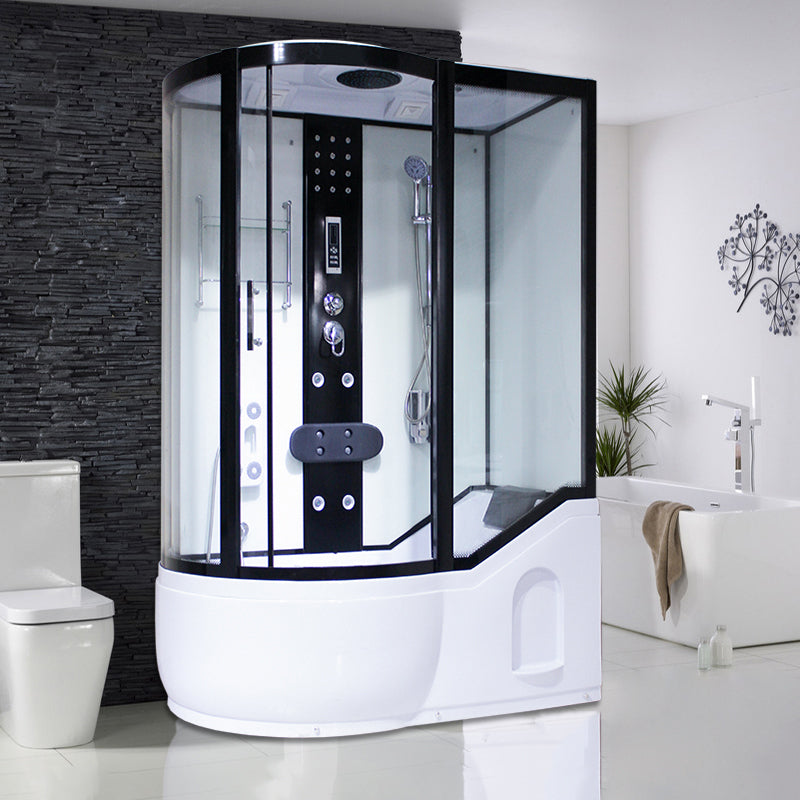 Round Tempered Glass Shower Enclosure with Base Kit Framed Tub & Shower Kit