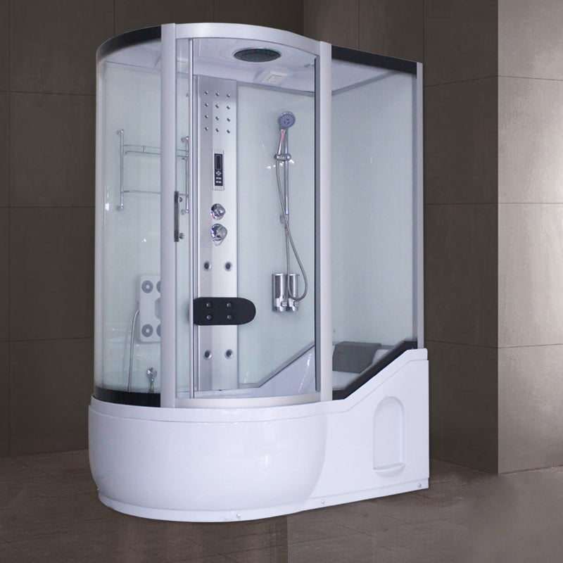 Round Tempered Glass Shower Enclosure with Base Kit Framed Tub & Shower Kit