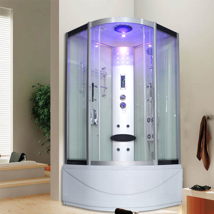 Round Tempered Glass Shower Enclosure with Base Kit Framed Tub & Shower Kit